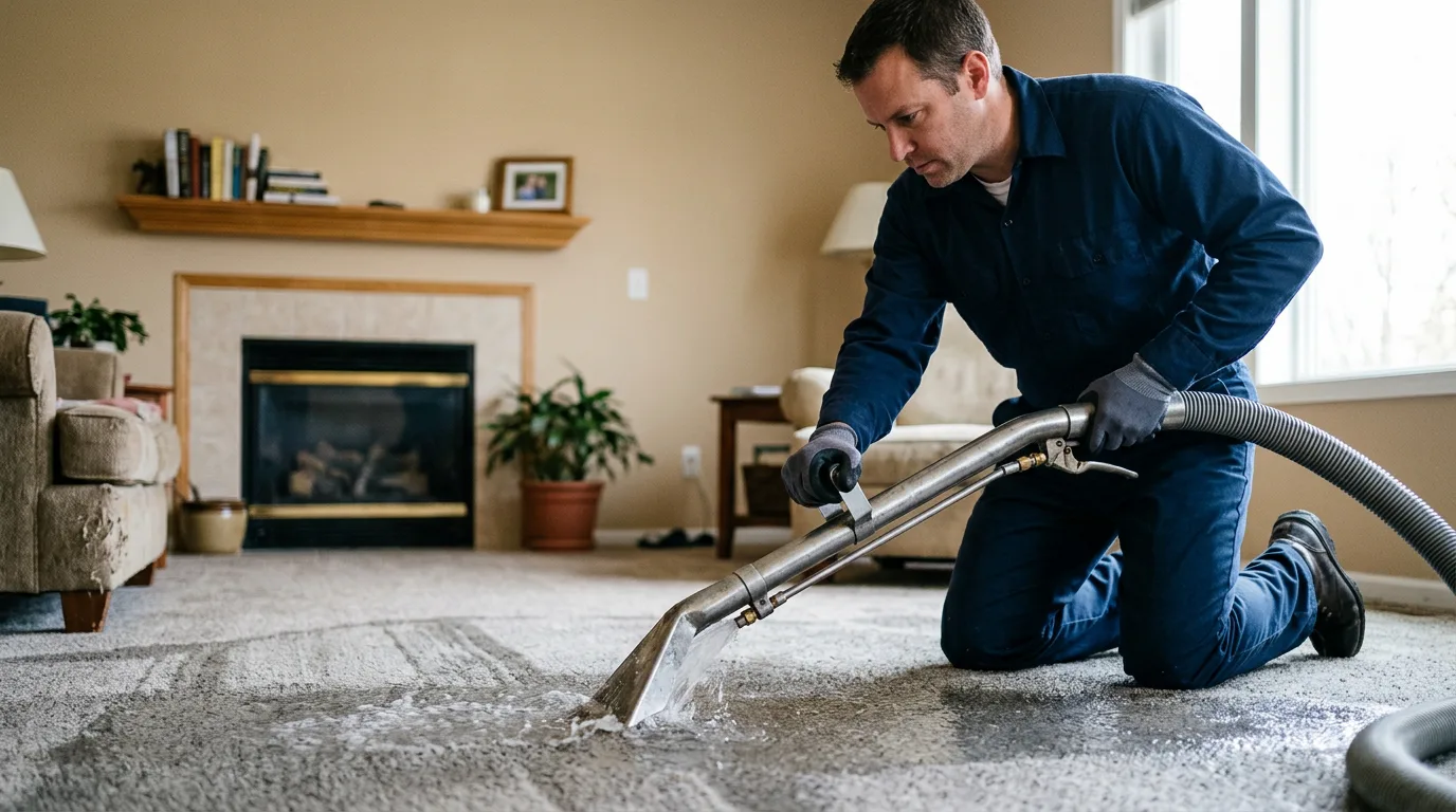 Water damage restoration technician working near Lindenhurst, NY